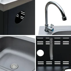 Set di 7 moduli da cucina con barbecue + copertura