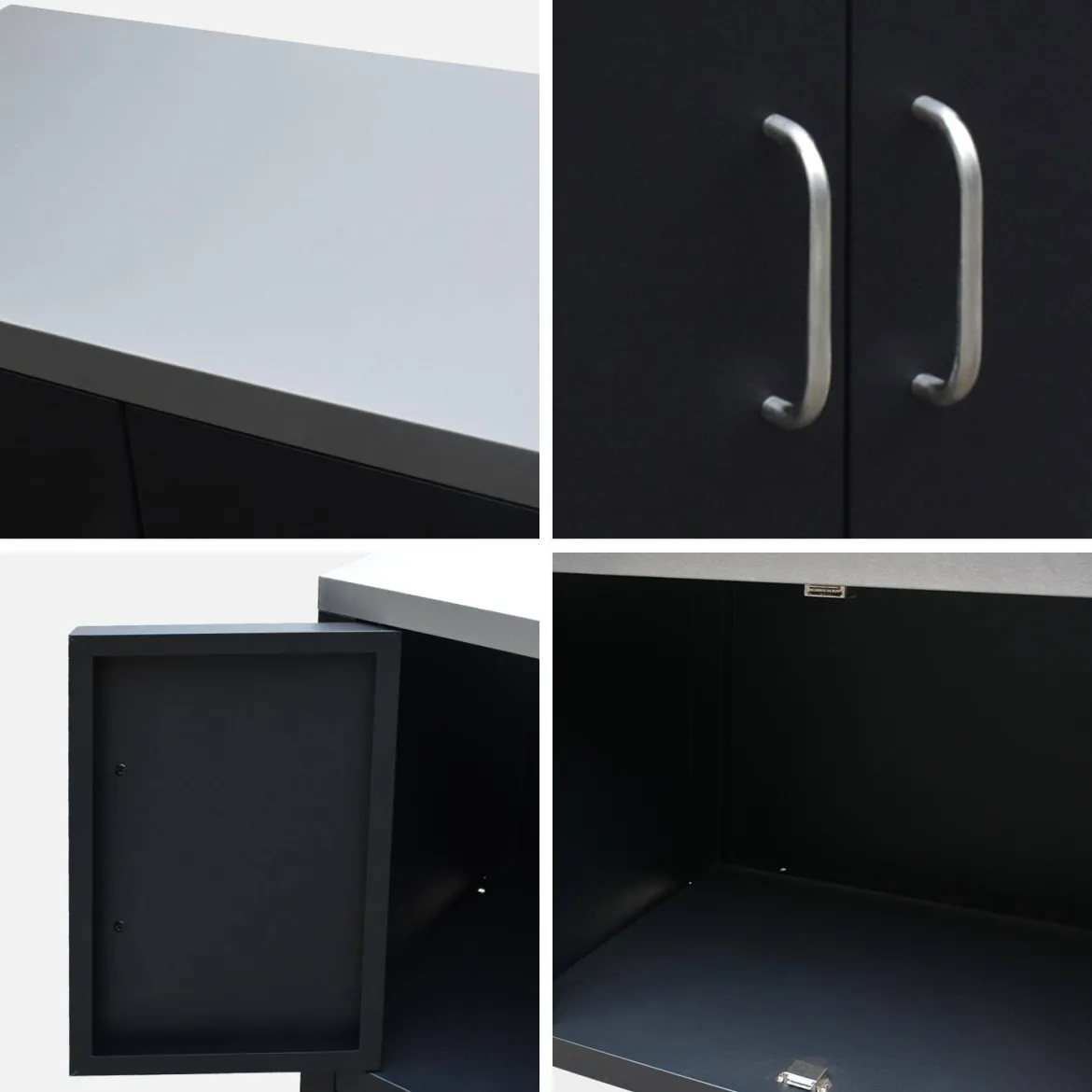 Set di 7 moduli da cucina con barbecue + copertura