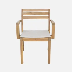 Set di 4 poltrone da giardino in legno di acacia con cuscino