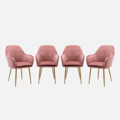 Set di 4 poltrone in velluto con gambe in metallo