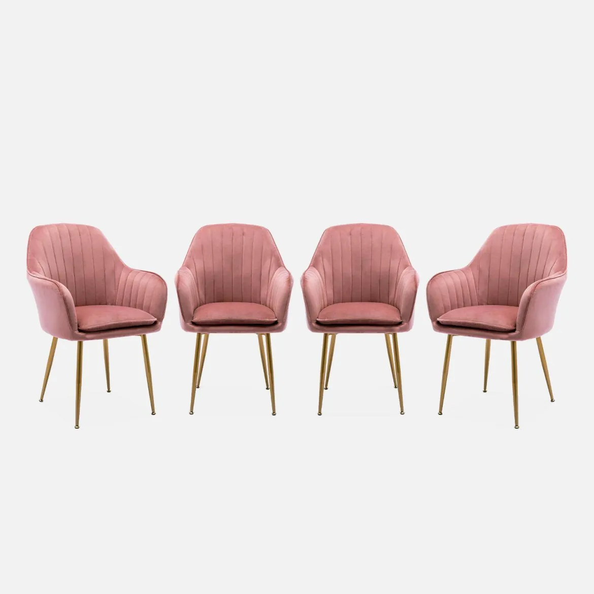 Set di 4 poltrone in velluto con gambe in metallo