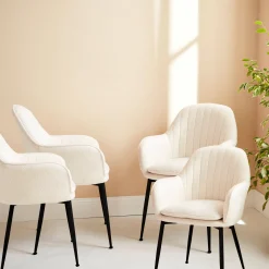 Set di 4 poltrone riccia con gambe in metallo