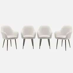 Set di 4 poltrone riccia con gambe in metallo
