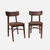 Set di 2 sedie in legno di hevea e similpelle