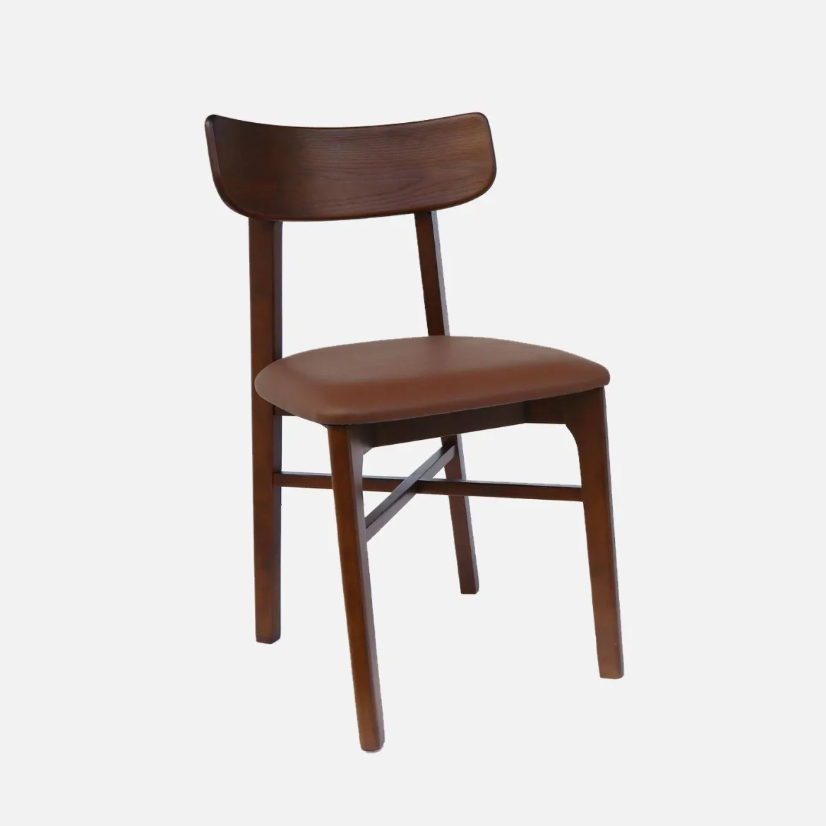 Set di 2 sedie in legno di hevea e similpelle