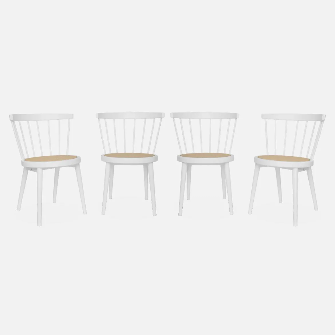 Set di 4 sedie in legno e paglia