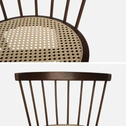 Set di 2 sedie in legno e rattan intrecciato, stile vimini