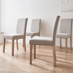 Set di 4 sedie in velluto a coste con gambe in legno ceruleo