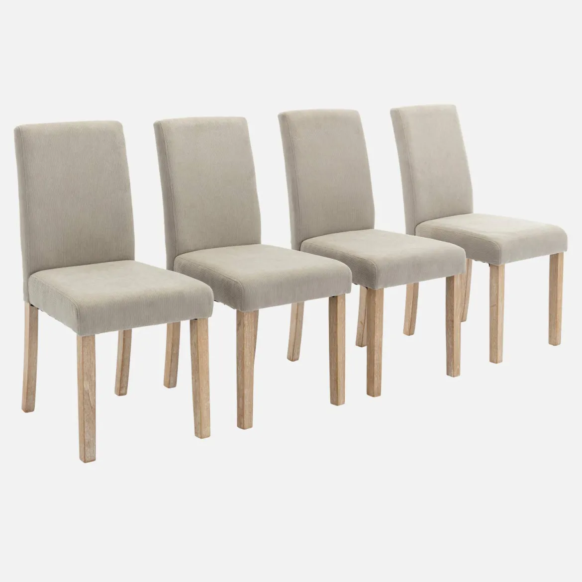 Set di 4 sedie in velluto a coste con gambe in legno ceruleo
