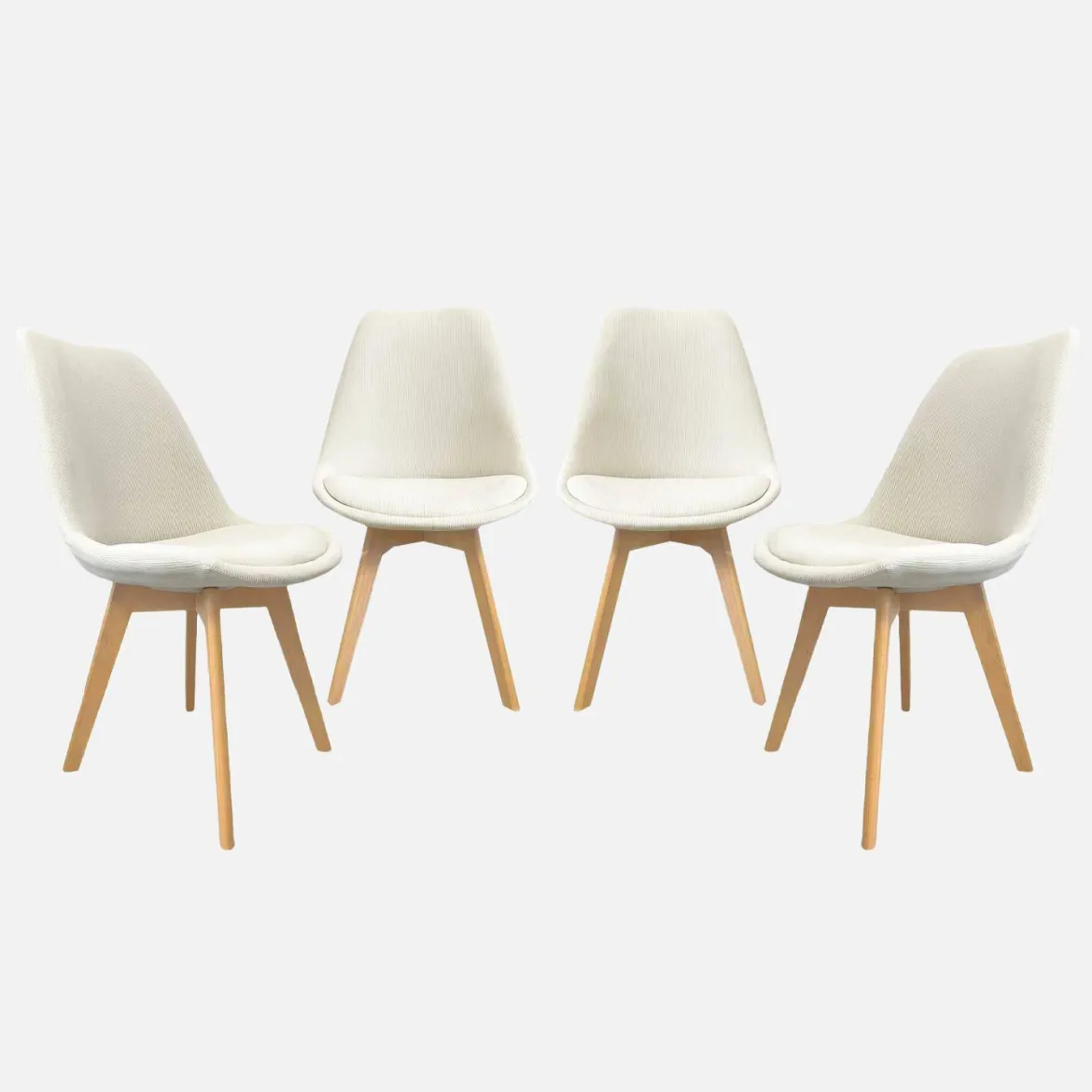 Set di 4 sedie scandinave in legno di faggio e velluto a coste