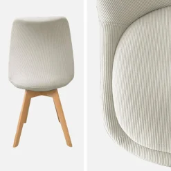 Set di 4 sedie scandinave in legno di faggio e velluto a coste