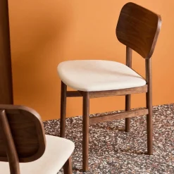 Set di 2 sedie vintage in legno di hevea e tessuto