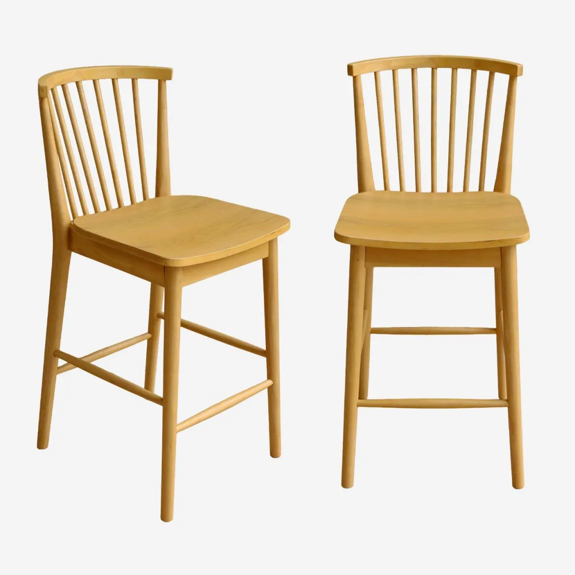 Set di 2 sgabelli da bar con barre di legno di hevea