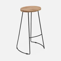 Set di 2 sgabelli da bar in legno di mango e acciaio, 75cm