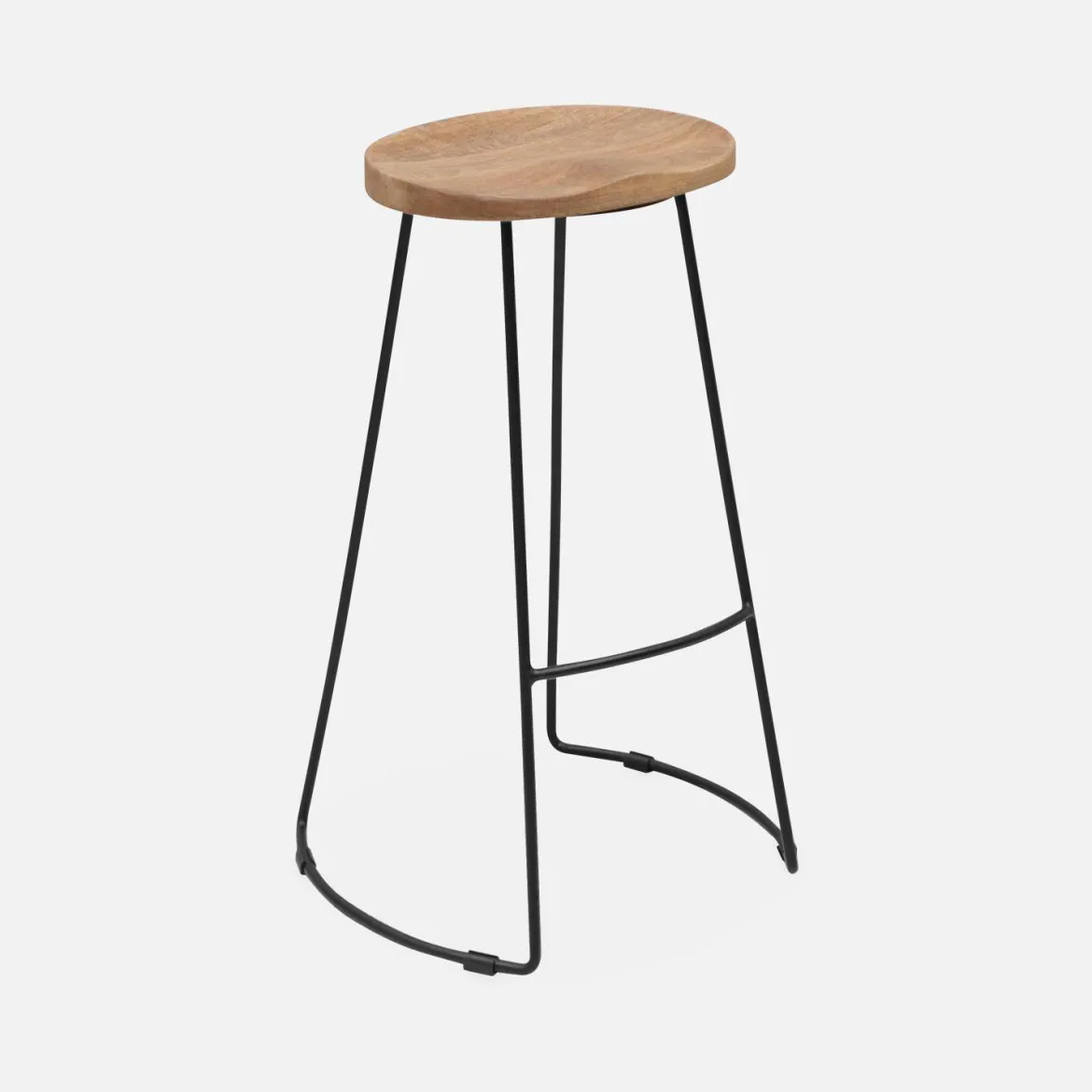 Set di 2 sgabelli da bar in legno di mango e acciaio, 75cm