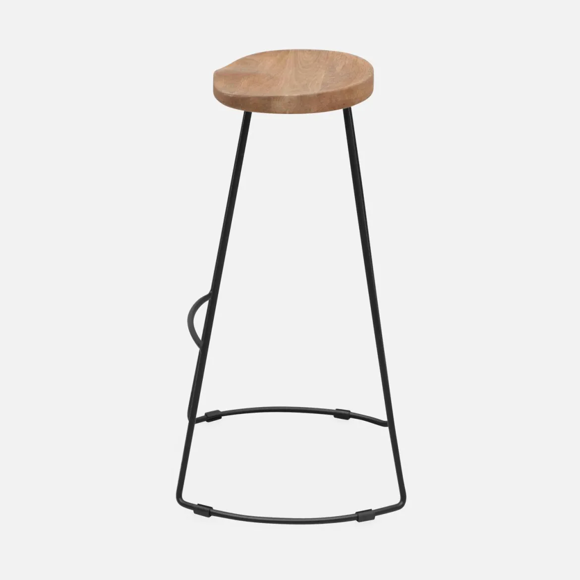 Set di 2 sgabelli da bar in legno di mango e acciaio, 75cm