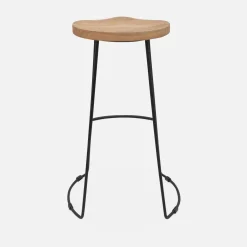 Set di 2 sgabelli da bar in legno di mango e acciaio, 75cm