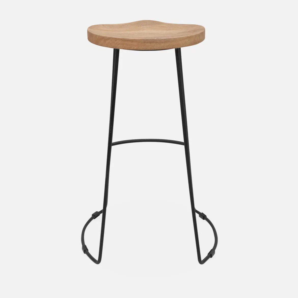Set di 2 sgabelli da bar in legno di mango e acciaio, 75cm