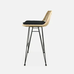 Set di 2 sgabelli da bar in metallo e rattan
