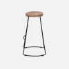 Set di 2 sgabelli da bar in legno di mango e acciaio, 65cm
