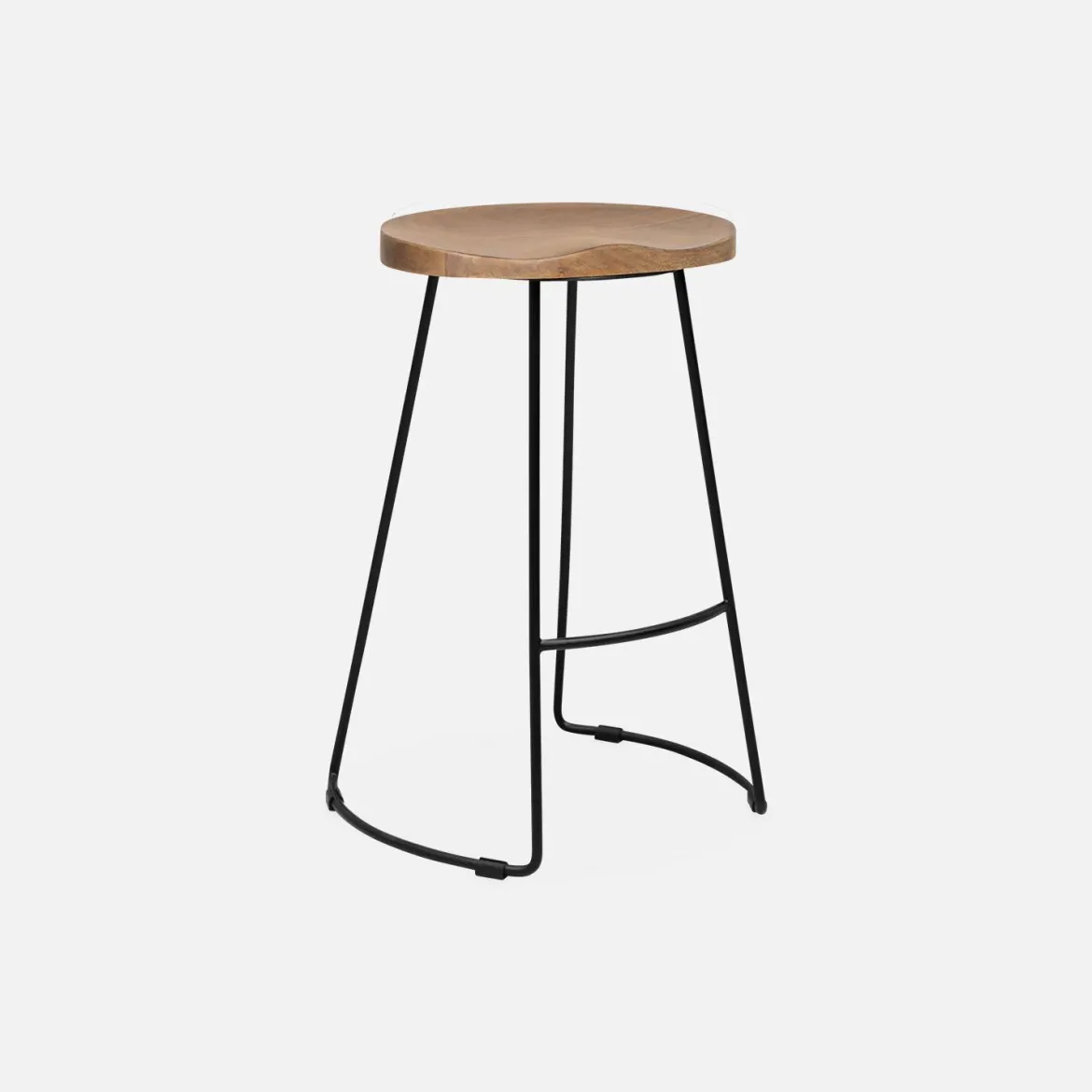 Set di 2 sgabelli da bar in legno di mango e acciaio, 65cm