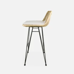 Set di 2 sgabelli da bar in metallo e rattan, 67cm