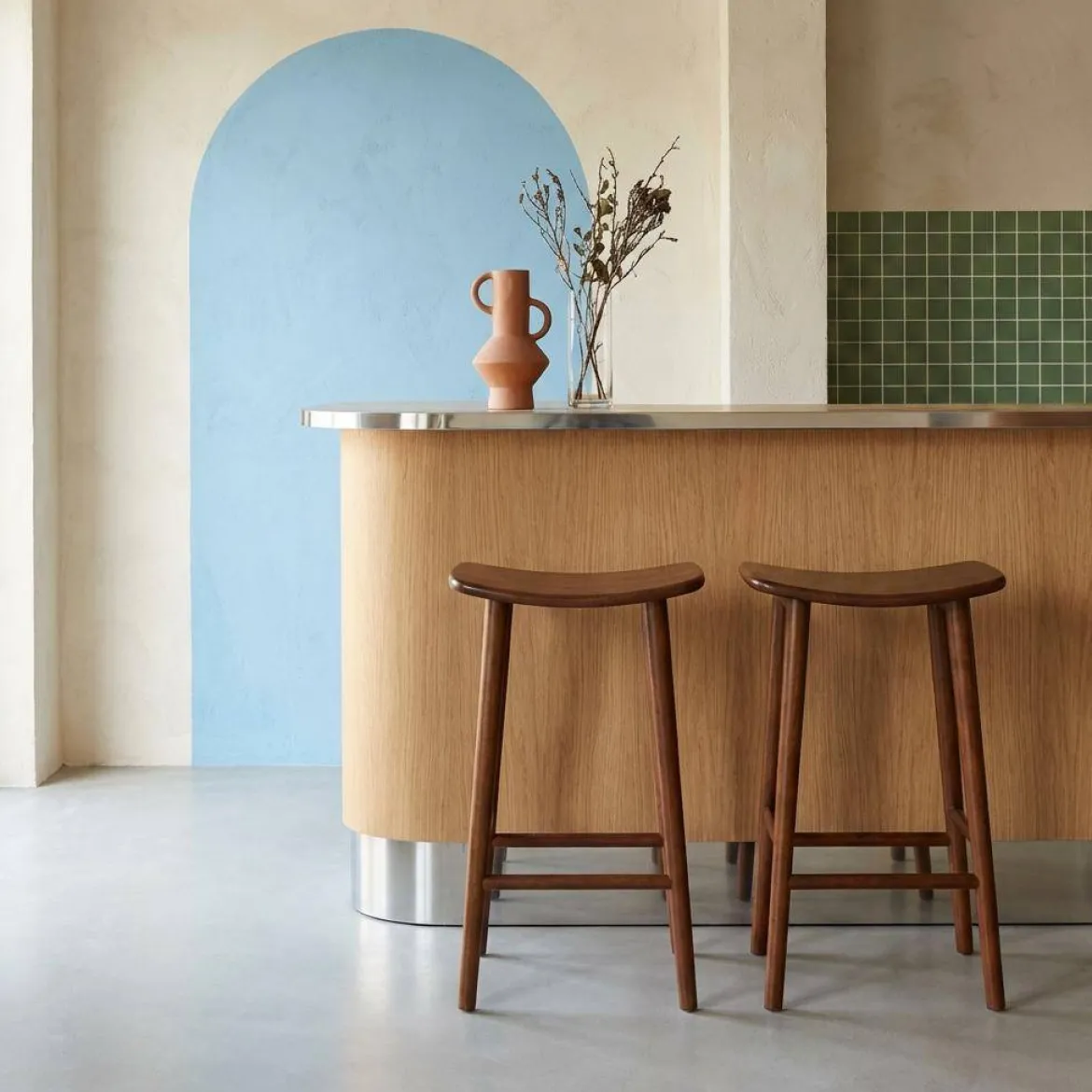 Set di 2 sgabelli da bar vintage in legno di hevea