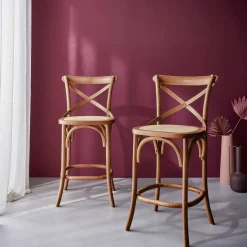 Set di 2 sgabello da bar bistrot vintage legno