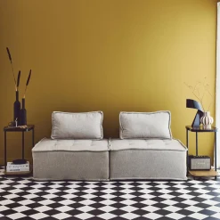 Set di 2 tavolini da divano vintage in metallo nero e vetro