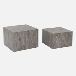 Set di 2 tavolini quadrati con effetto marmo
