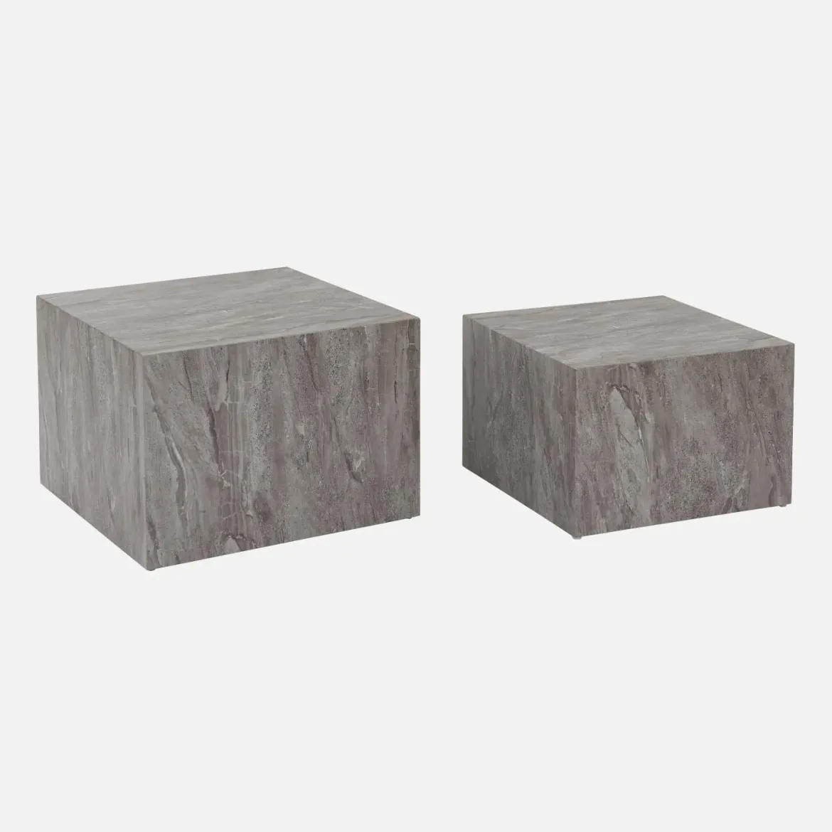 Set di 2 tavolini quadrati con effetto marmo