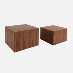 Set di 2 tavolini quadrati effetto frassino