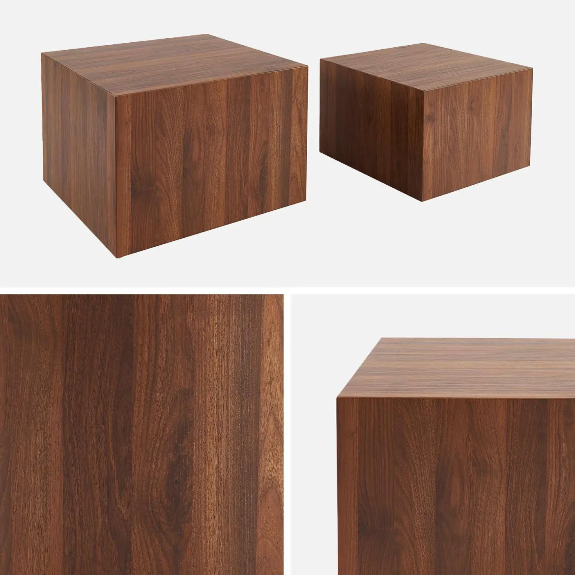 Set di 2 tavolini quadrati effetto frassino
