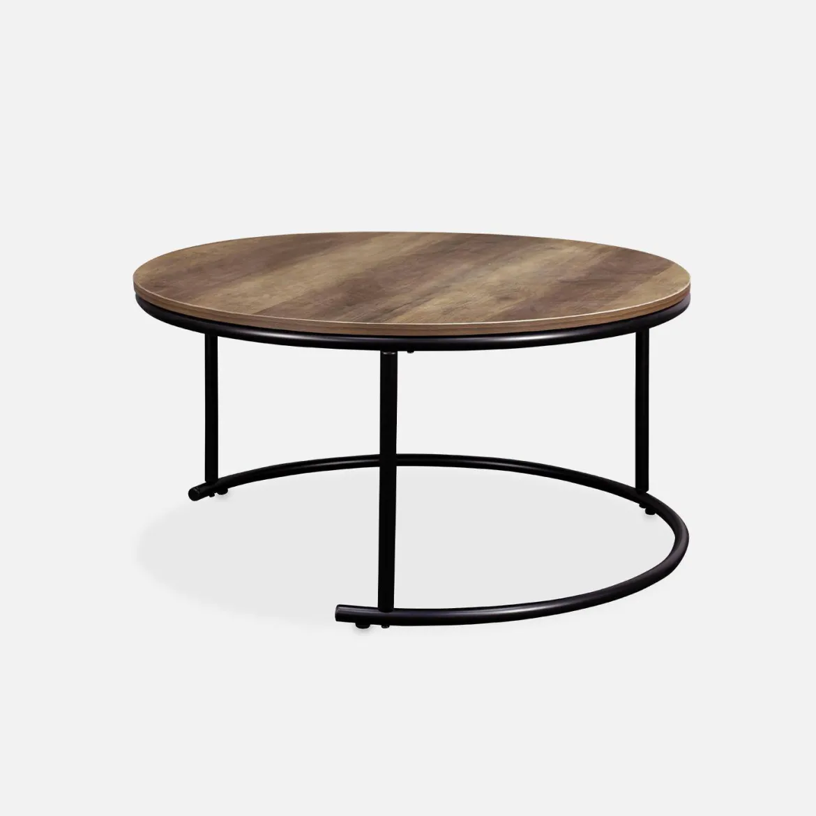Set di 2 tavolini rotondi in metallo e legno