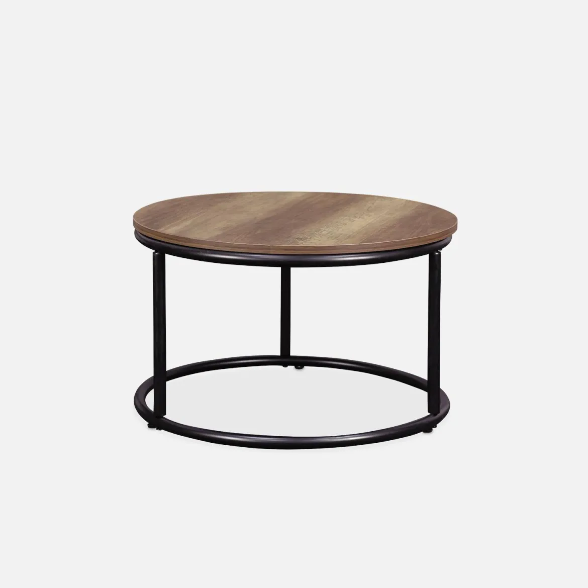Set di 2 tavolini rotondi in metallo e legno