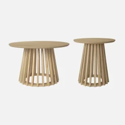 Set di 2 tavolini rotondi effetto legno, 40cm e 60cm