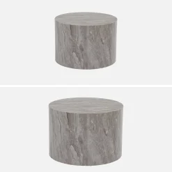 Set di 2 tavolini rotondi con effetto marmo