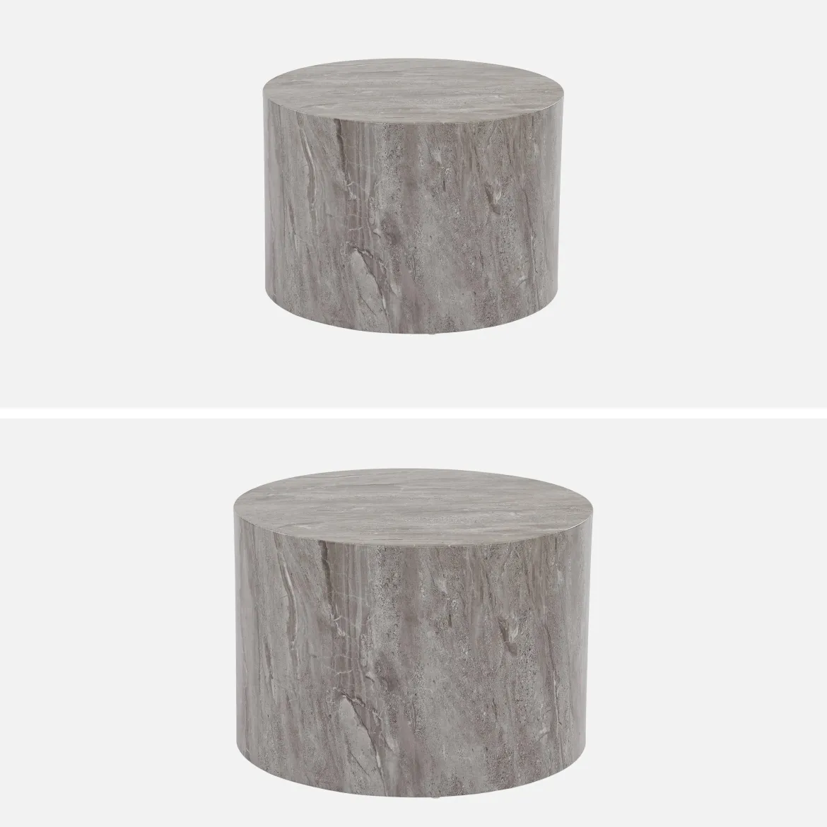 Set di 2 tavolini rotondi con effetto marmo