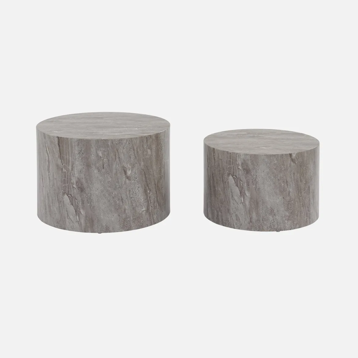 Set di 2 tavolini rotondi con effetto marmo