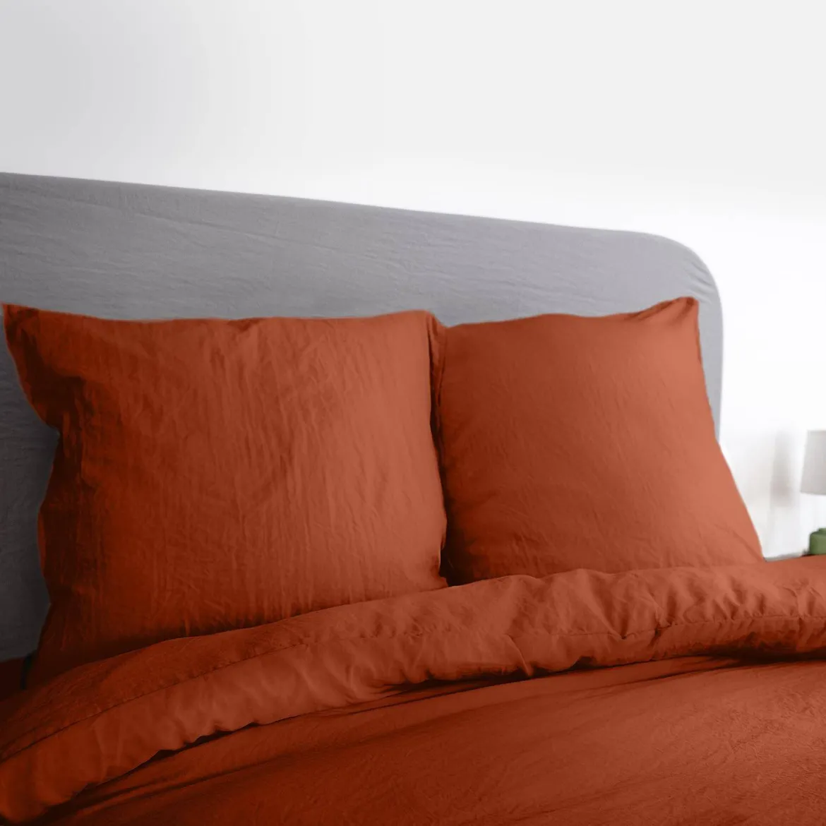 Set di biancheria da letto in microfibra lavata terracotta a 2 posti