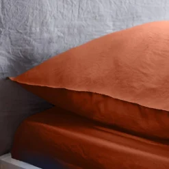 Set di biancheria da letto in microfibra lavata terracotta a 2 posti