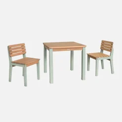 Set di tavolo per bambini in legno, 2 sedie