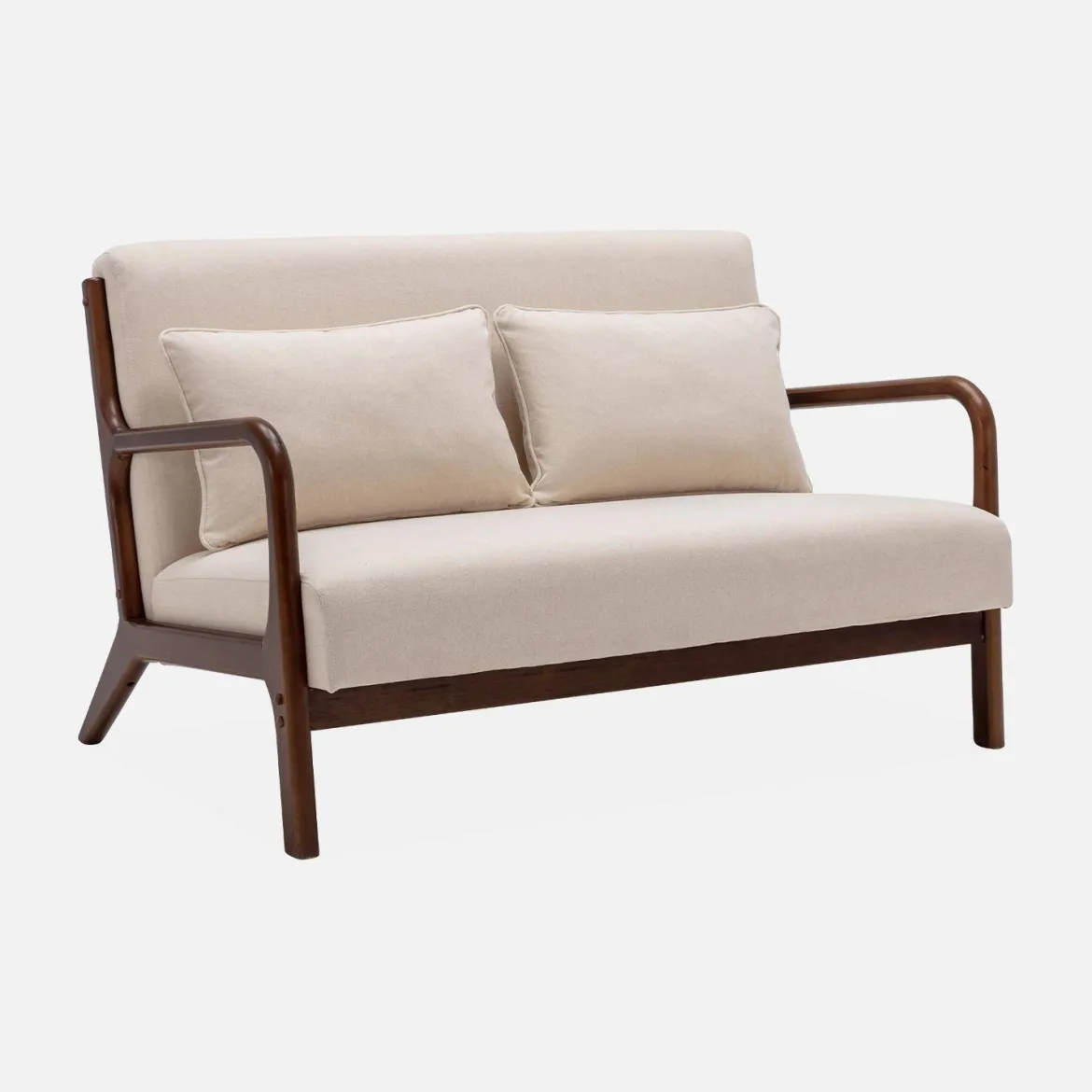 Set panca scandinava 2 posti e poltrona in legno di hevea
