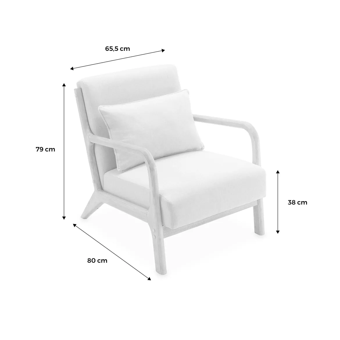Set panca scandinava 2 posti e poltrona in legno e tessuto bouclé