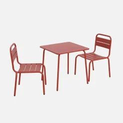 Set tavolino in metallo per bambini e 2 sedie