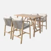 Set tavolo alto da giardino in legno di acacia con 4 sedie