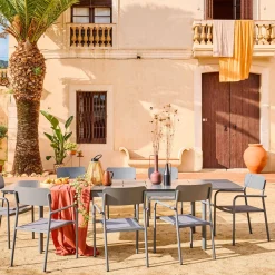 Set tavolo da giardino allungabile in alluminio e textilene con 8 sedie