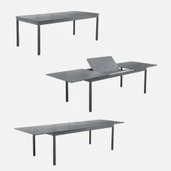 Set tavolo da giardino allungabile in alluminio e textilene con 8 sedie