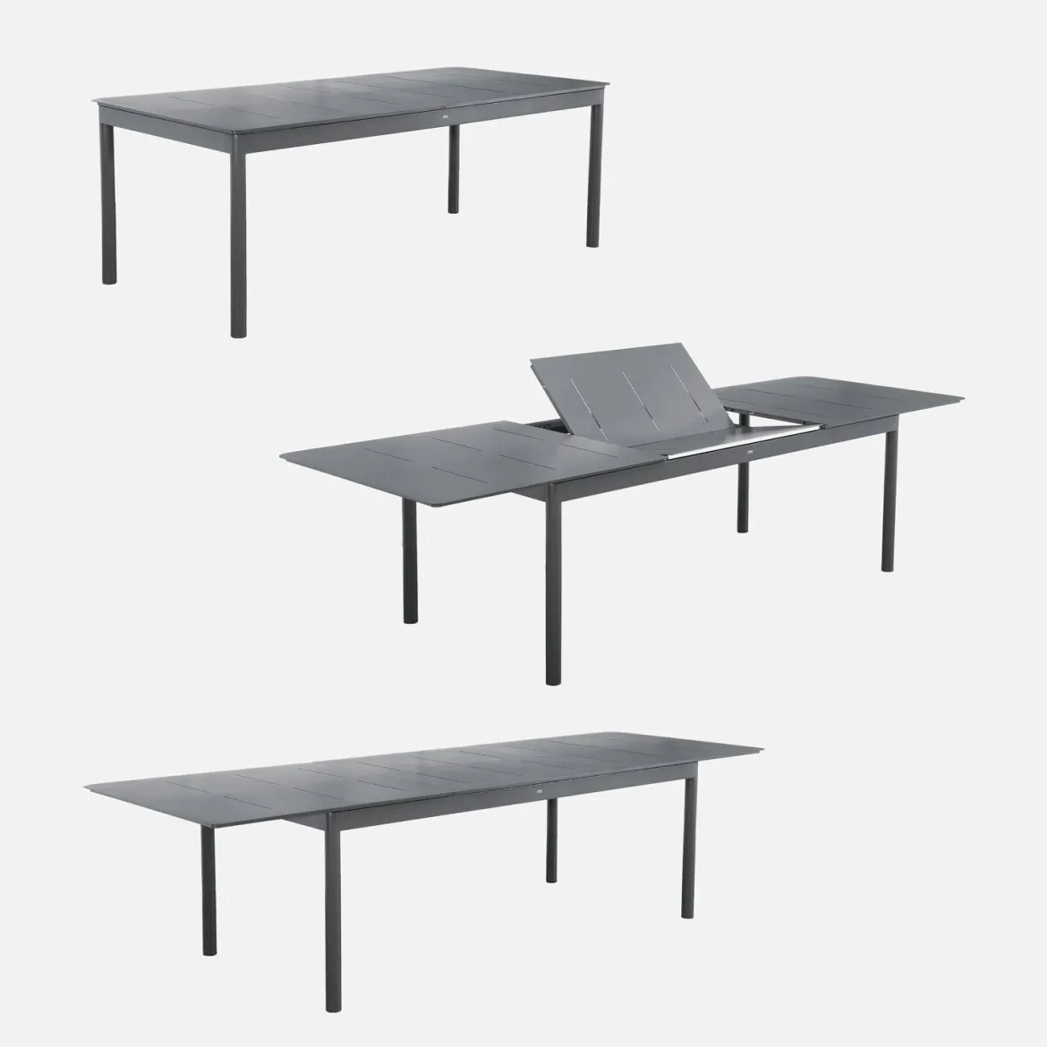 Set tavolo da giardino allungabile in alluminio e textilene con 8 sedie