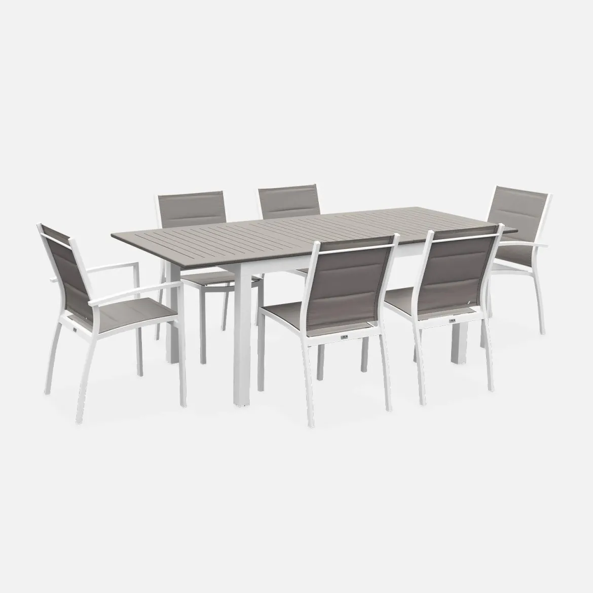 Set tavolo da giardino allungabile in alluminio con 6 sedie